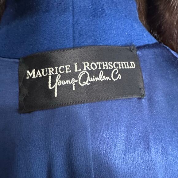 VINTAGE | 50s Maurice L Rothschild Blue Cashmere Mink Fur Collar Coat Size M/L - Picture 9 of 9